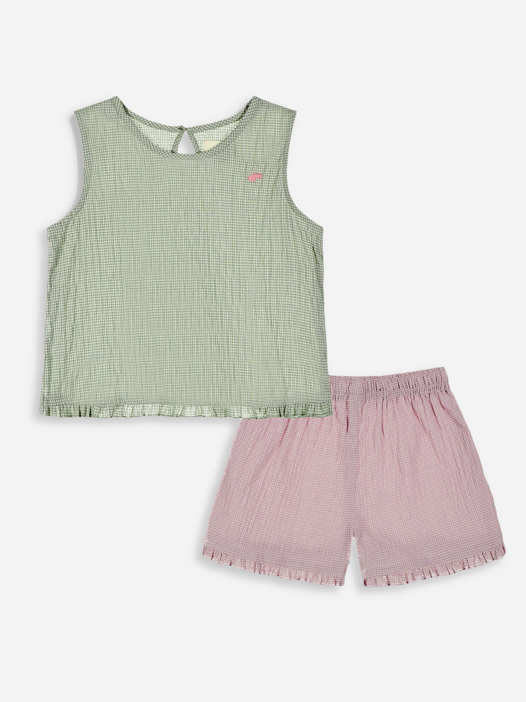 The Check This Out Coord Set for Girls (Pink and Green)