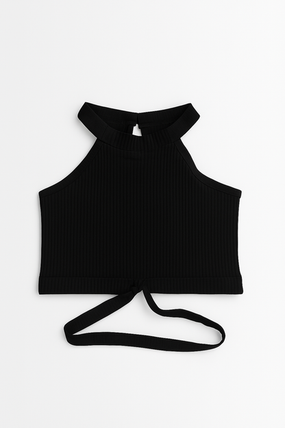 Midnight Noir Halter & Belted Short Set