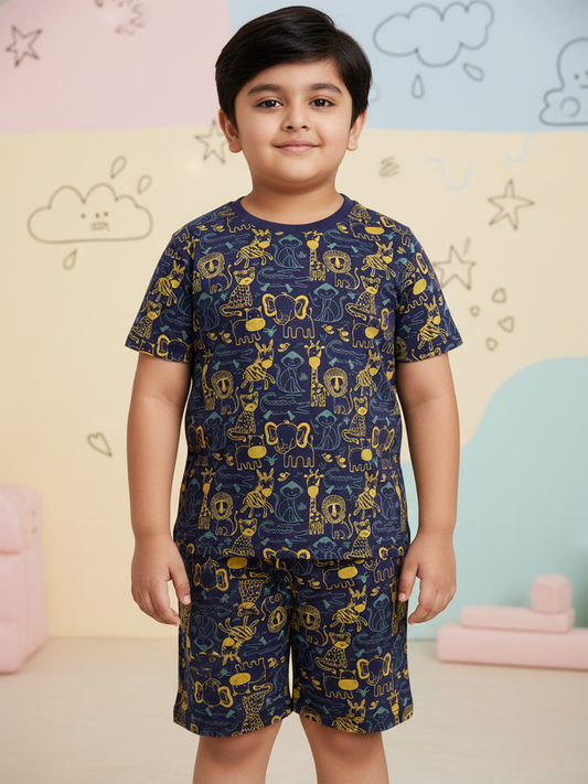 African Safari Coord Set for Boys (Navy Blue)