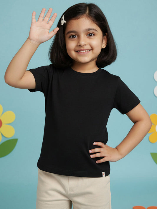 Everyday Basics: 100% Cotton T-shirt For Girls (Black)