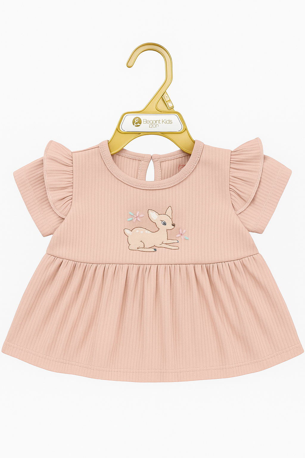 Forest Fawn Organic Rib‑Knit Flutter Top & Shorts Set
