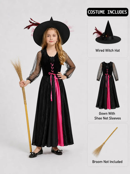 Black and Pink Witch kids' Halloween costume