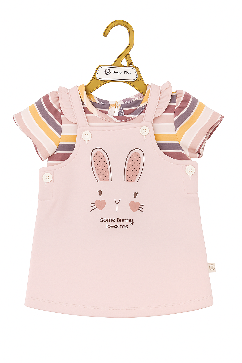 Some Bunny Loves Me Organic Layered Pinafore Set