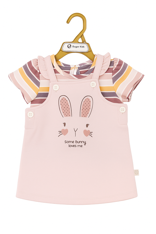 Some Bunny Loves Me Organic Layered Pinafore Set