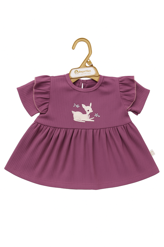 Forest Fawn Organic Rib‑Knit Flutter Top & Shorts Set