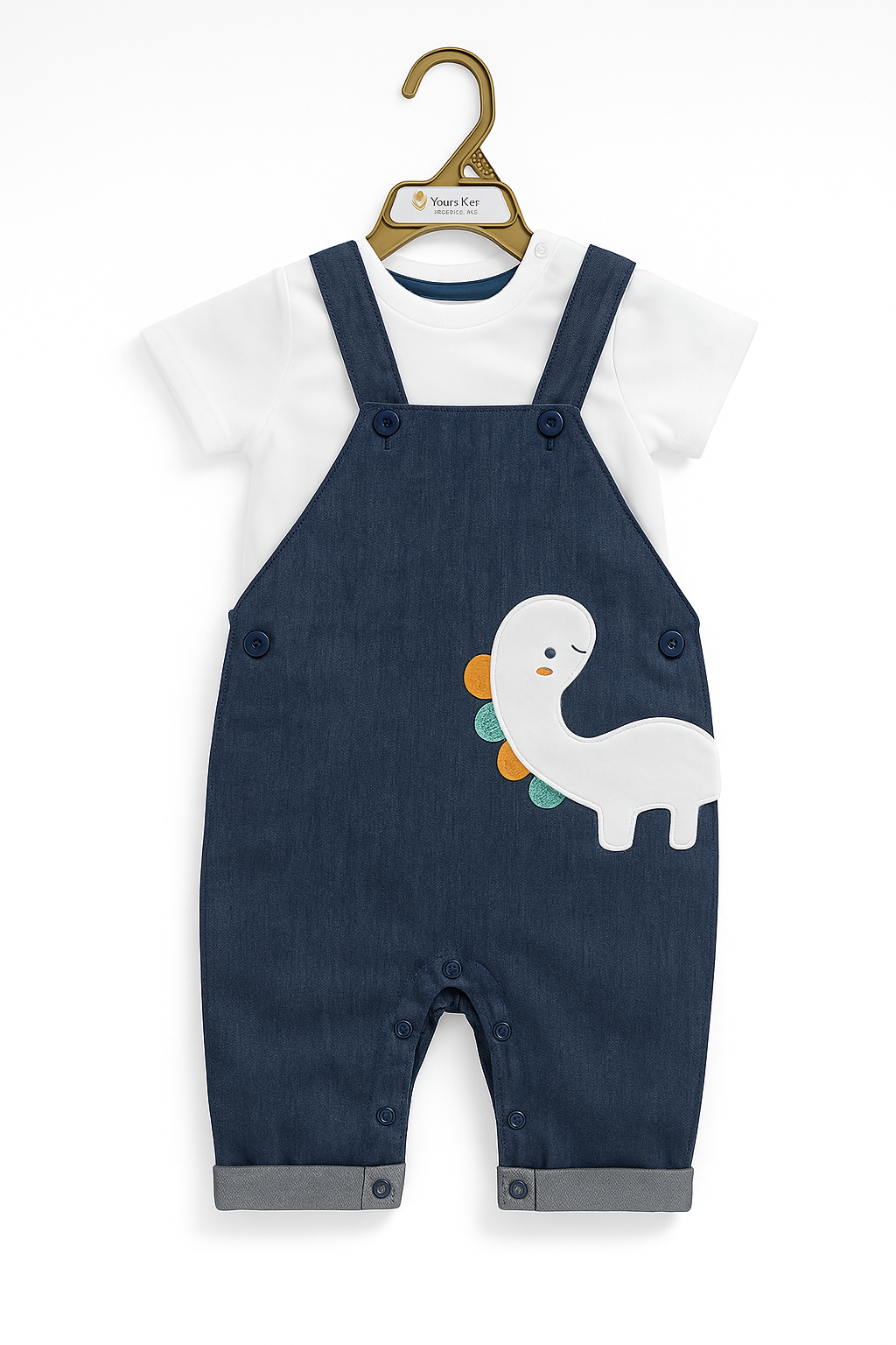 Bronto Buddy Organic Denim Shortall Dungaree & T-Shirt Set