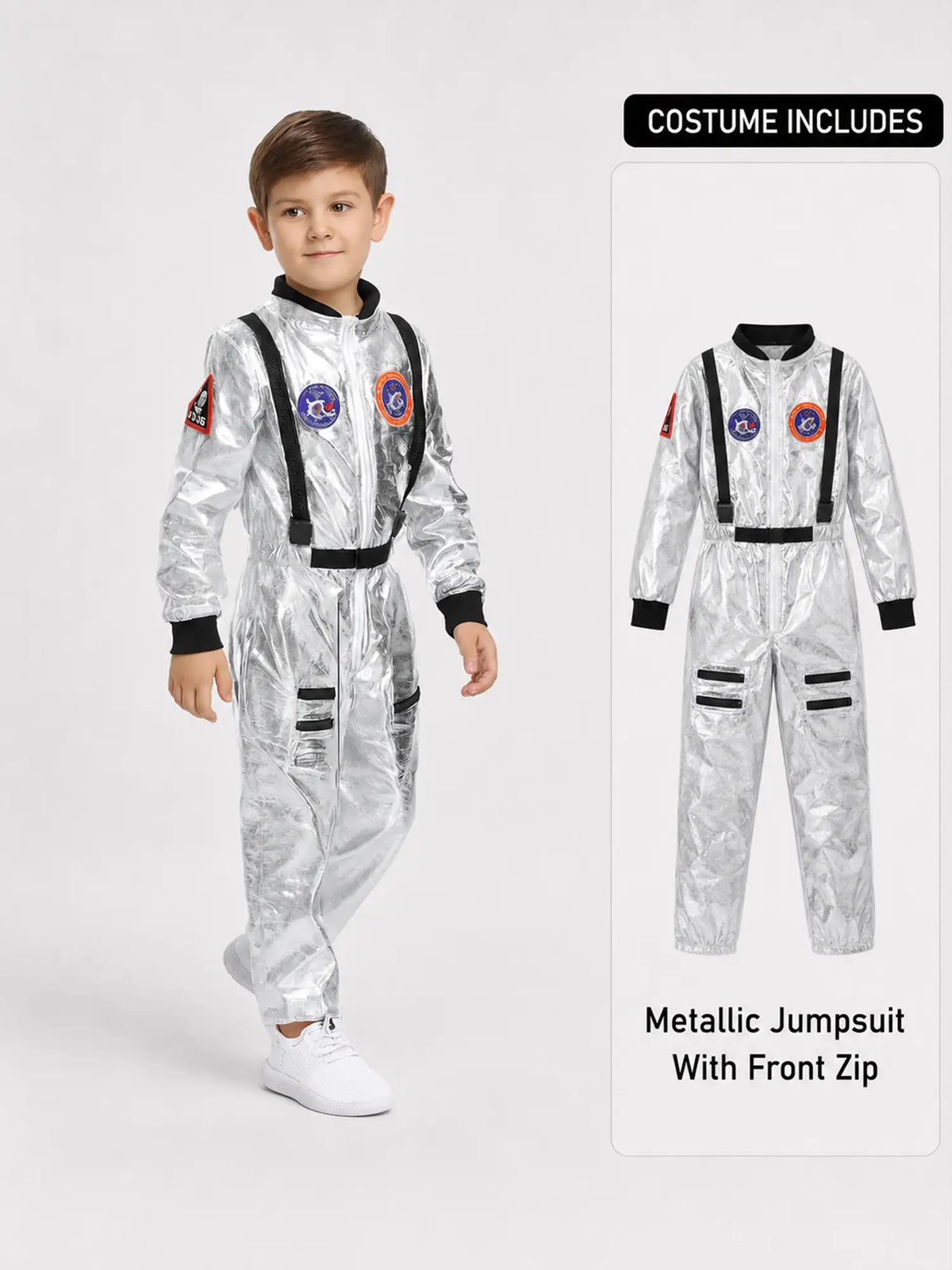Shiny Silver Astronaut kids' Halloween costume