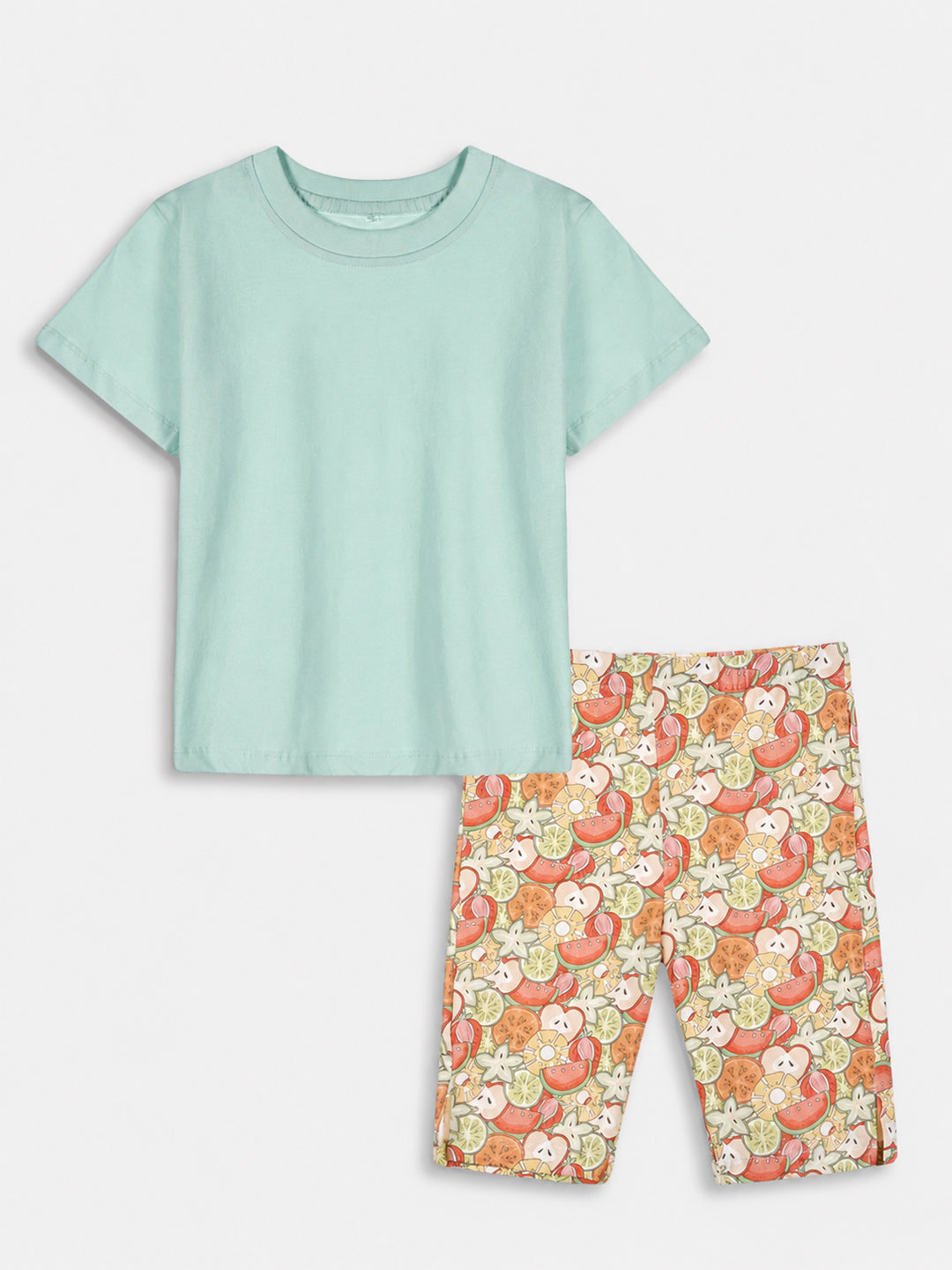 Fruity Fun Tights and Oversized T-shirt Set for Girls (Blue)