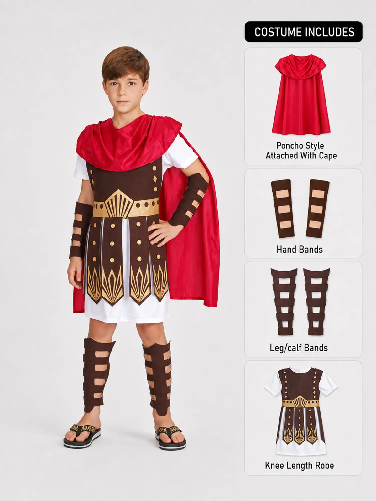 Brown Gladiator kids' Halloween costume