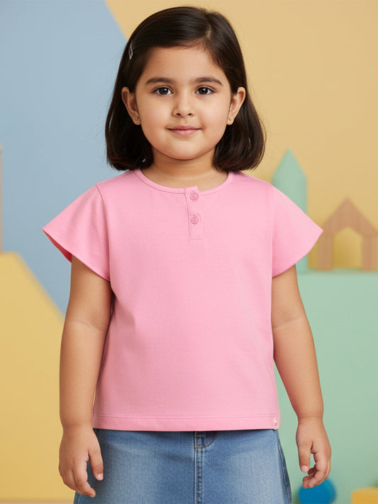 Button Up T-shirt in Pink