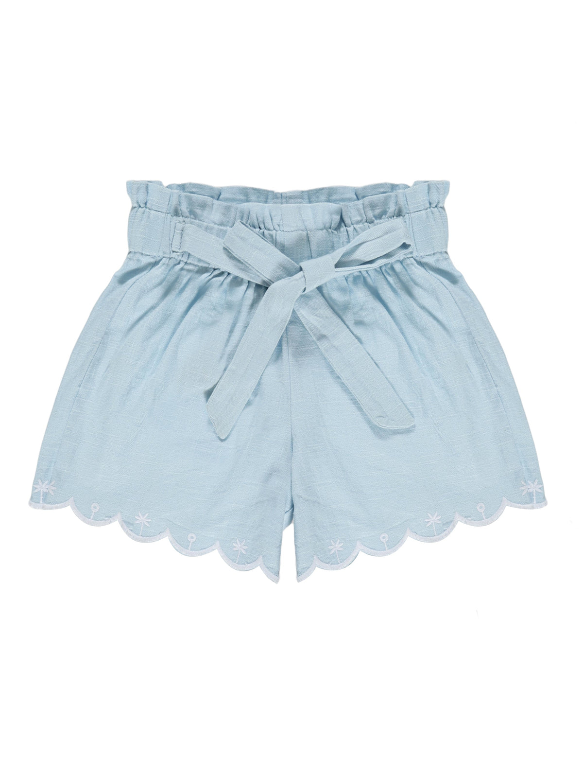 Floral Fun Paper Bag Shorts for Girls (Sky Blue)