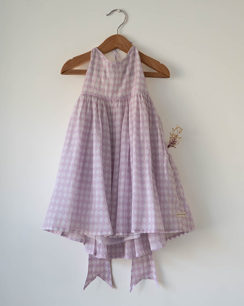 Bloom dress in lilac rhombus