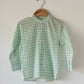 Barefoot boy shirt in sage green rhombus