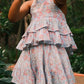 Flutter sky blue butterfly halter top skirt co-ord