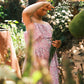 Fool's paradise dress in purple butterfly blockprint