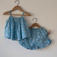 Blossom powder blue spaghetti top shorts set