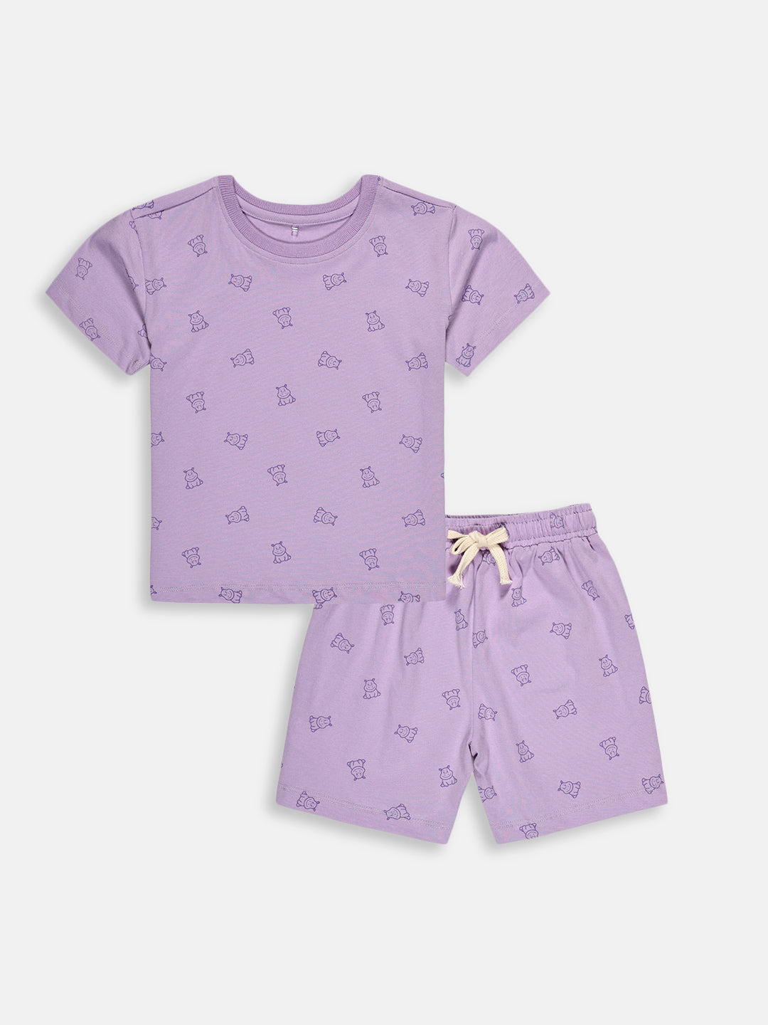 Peach Signature Oversized Coord Set for Kids (Purple)