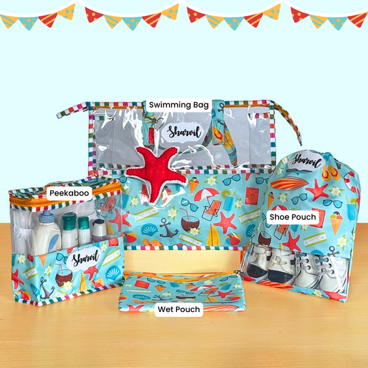 Set of colorful swim bag