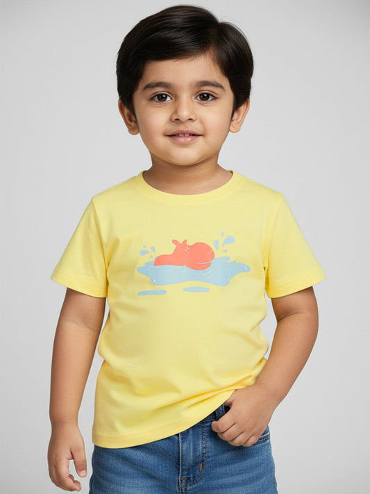 Puffy Peach The Hippo T-shirt in Yellow For Boys