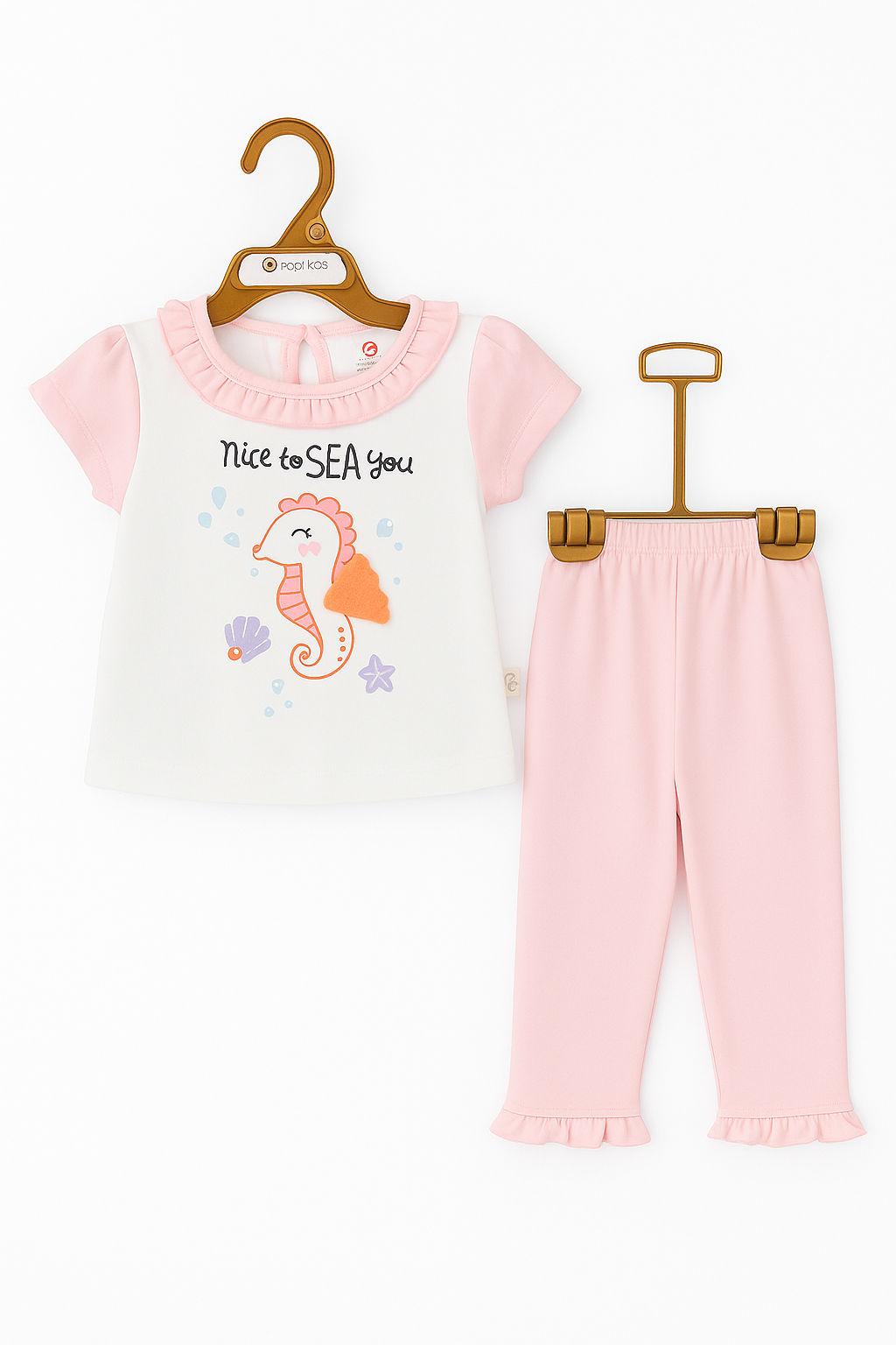 Nice to Sea You Seahorse Organic Tee & Ruffle‑Hem Pant Set