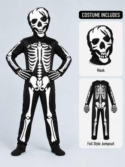 Black White Luminous Glow in Dark Skeleton kids' Halloween costume