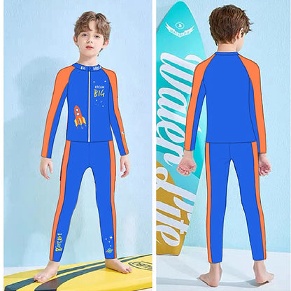 2 pcs Shirt & Pants set LSB Blue & Orange Space Swimwear Full length for Kids with UPF 30+ - Little Surprise Box2 pcs Shirt & Pants set LSB Blue & Orange Space Swimwear Full length for Kids with UPF 30+