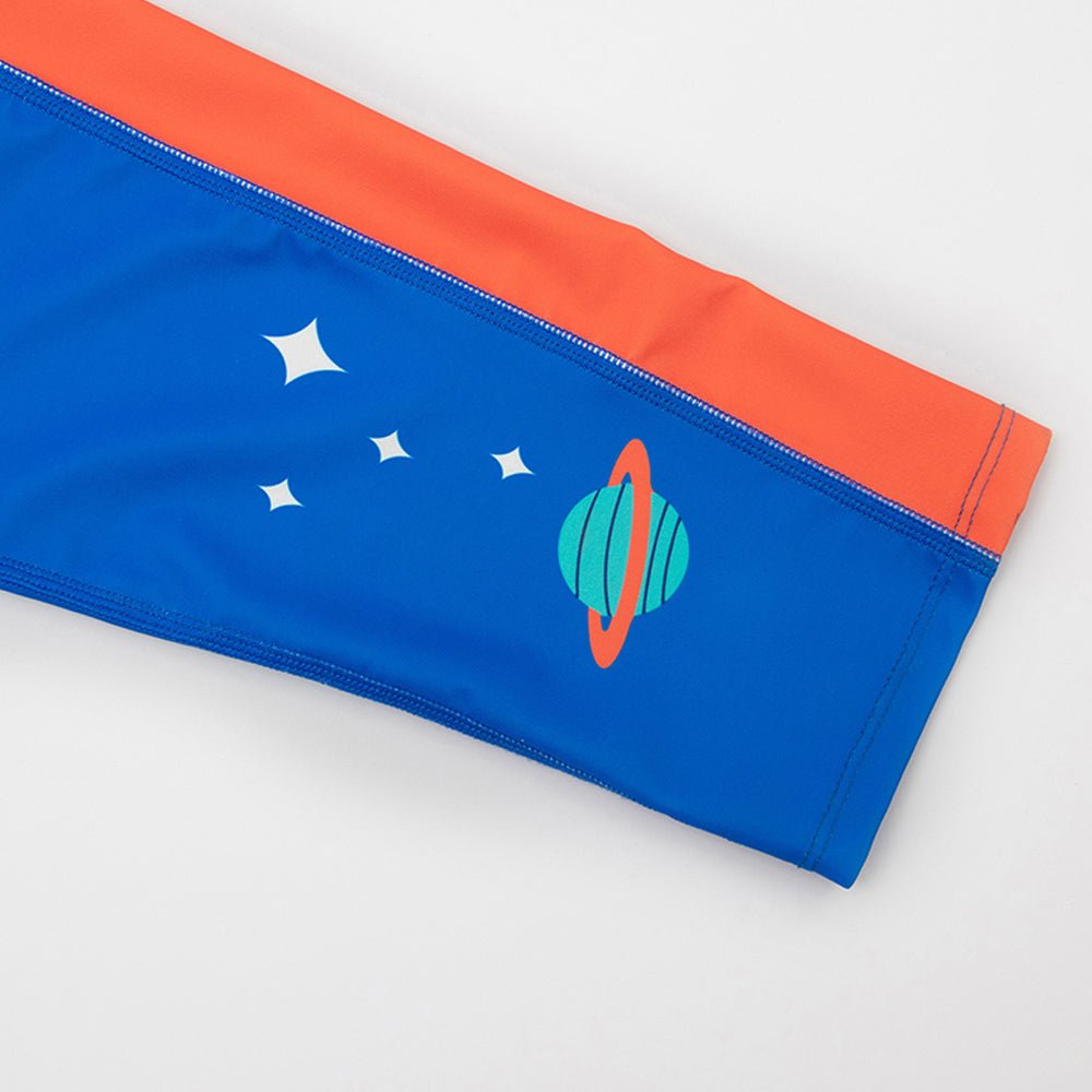 2 pcs Shirt & Shorts set LSB Blue & Orange Space Swimwear Knee length for Kids with UPF 30+ - Little Surprise Box2 pcs Shirt & Shorts set LSB Blue & Orange Space Swimwear Knee length for Kids with UPF 30+