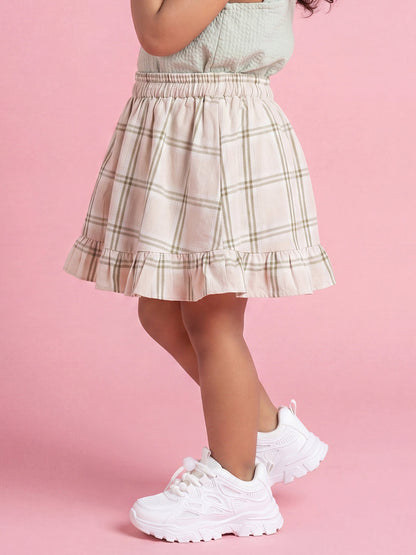 Twirl and Fun Flared Skirt (Green and Beige)