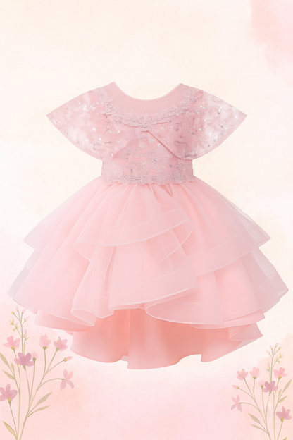 Embellished Flutter Sleeve Fit & Flare Dress