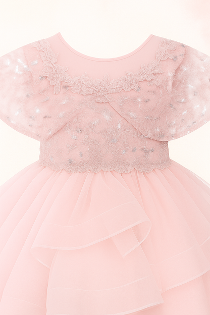 Embellished Flutter Sleeve Fit & Flare Dress