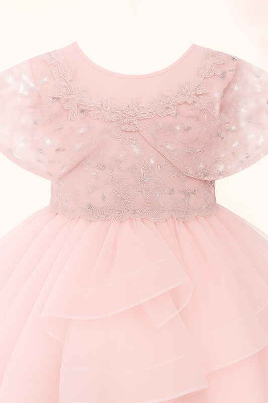 Embellished Flutter Sleeve Fit & Flare Dress