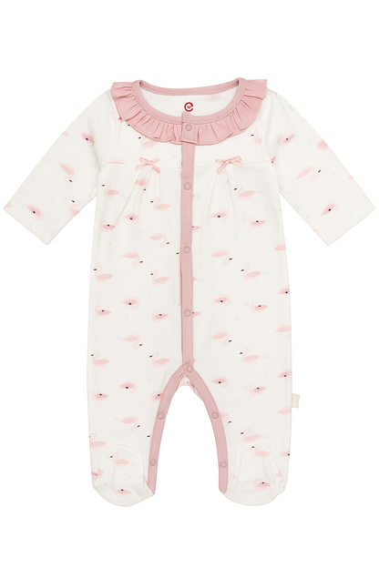 Kozeecub Pink Duckling Ruffle Footed Sleepsuit
