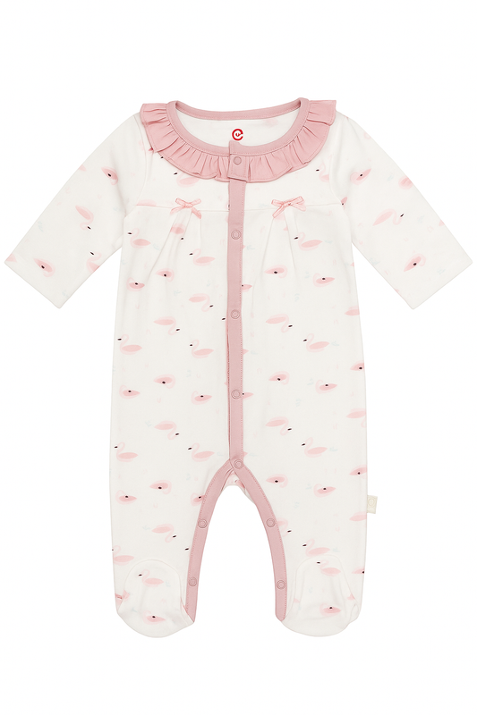 Kozeecub Pink Duckling Ruffle Footed Sleepsuit