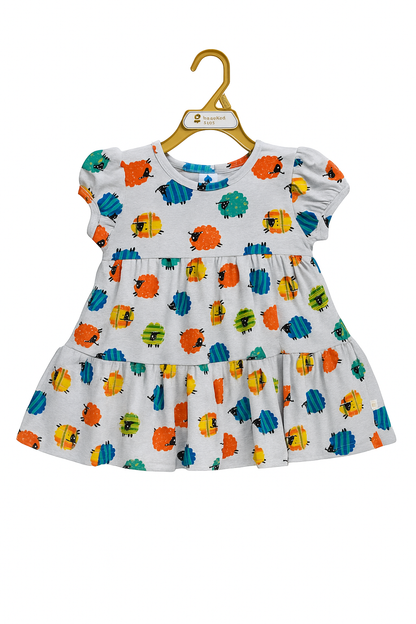 Fuzzy Friends Tiered Dress & Diaper‑Cover Set