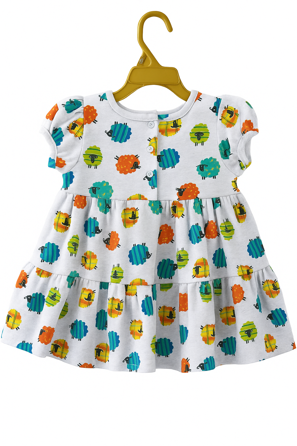 Fuzzy Friends Tiered Dress & Diaper‑Cover Set