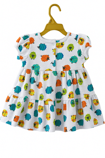 Fuzzy Friends Tiered Dress & Diaper‑Cover Set