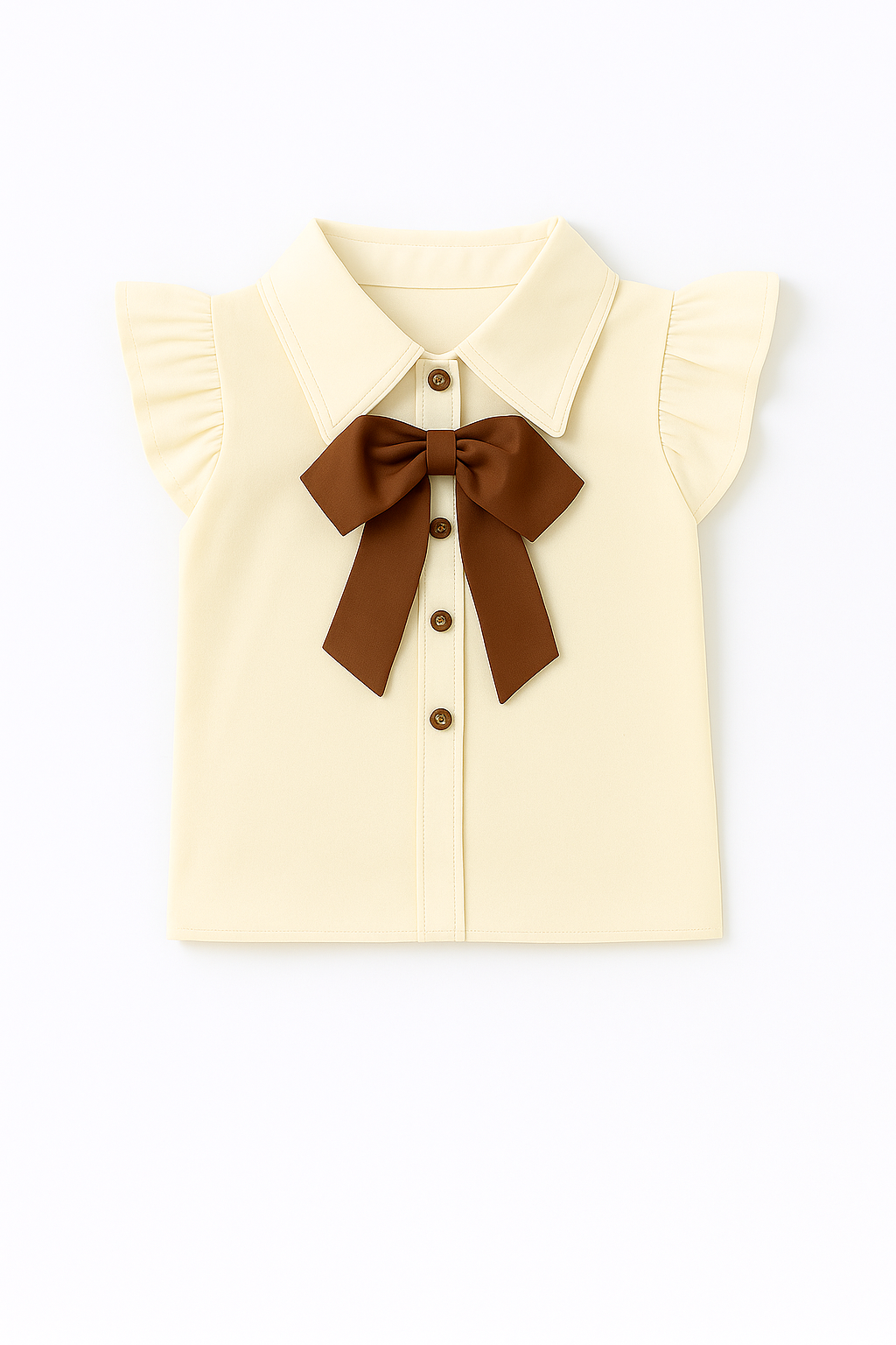 Cocoa Bow Ruffle-Sleeve Blouse & Shorts Set