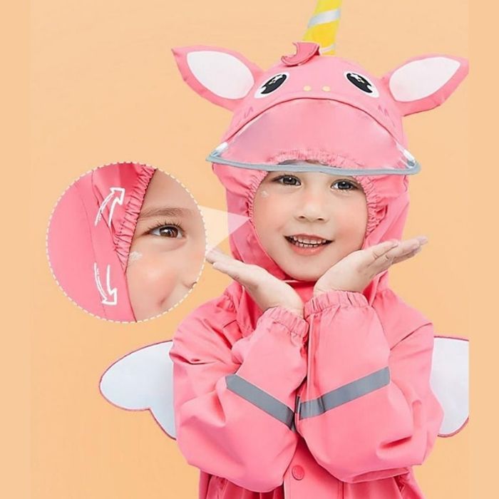 Bright Pink Magical Unicorn Theme All Over Jumpsuit / Playsuit Raincoat for Kids