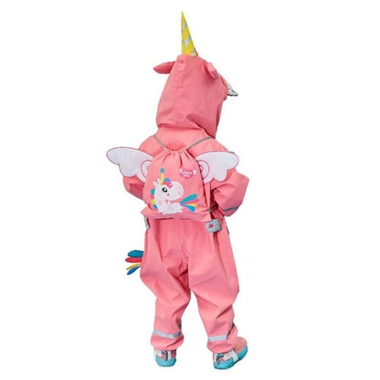 Bright Pink Magical Unicorn Theme All Over Jumpsuit / Playsuit Raincoat for Kids