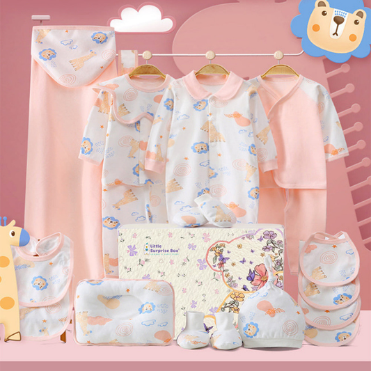 20 pcs Pink Animal Kingdom Newborn Baby Girl/ Boy Gift Box, all season wear Hamper, (0 - 12 months)