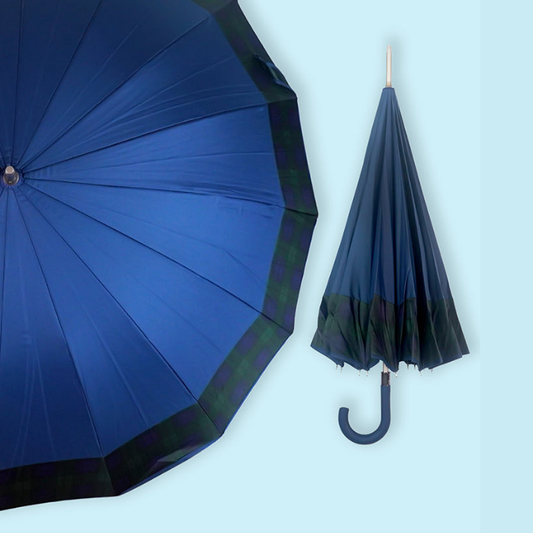 Navy And Black Checks Large Canopy Size Umbrella for Adults