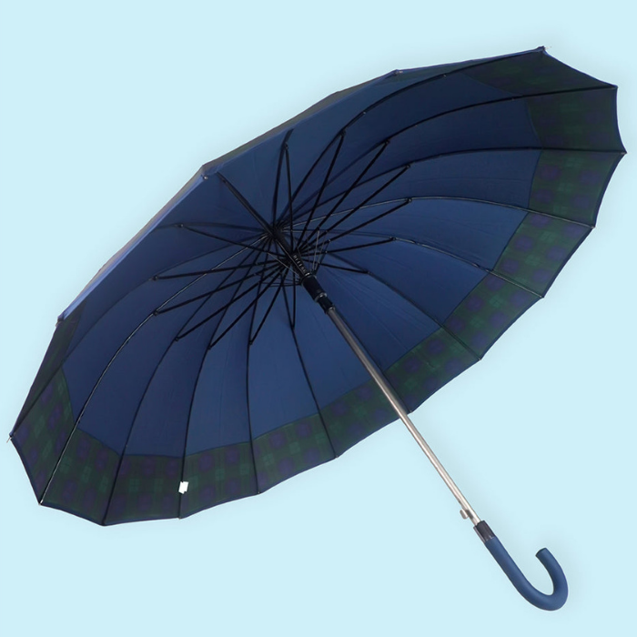 Navy And Black Checks Large Canopy Size Umbrella for Adults