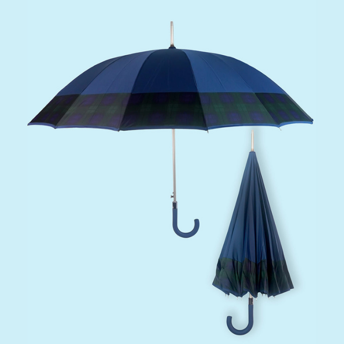 Navy And Black Checks Large Canopy Size Umbrella for Adults