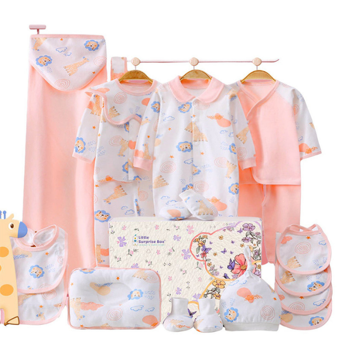 20 pcs Pink Animal Kingdom Newborn Baby Girl/ Boy Gift Box, all season wear Hamper, (0 - 12 months)