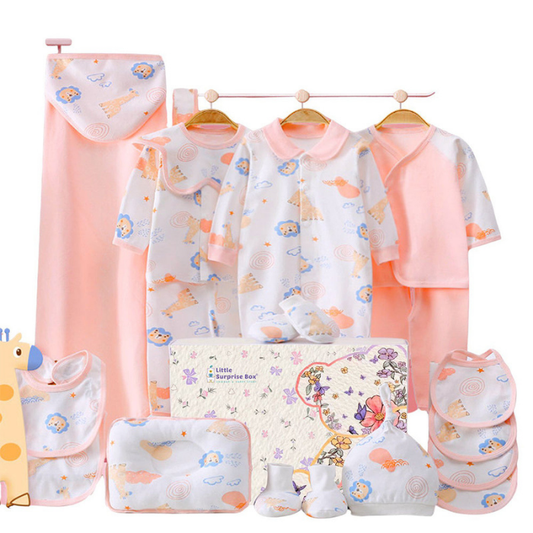 20 pcs Pink Animal Kingdom Newborn Baby Girl/ Boy Gift Box, all season wear Hamper, (0 - 12 months)