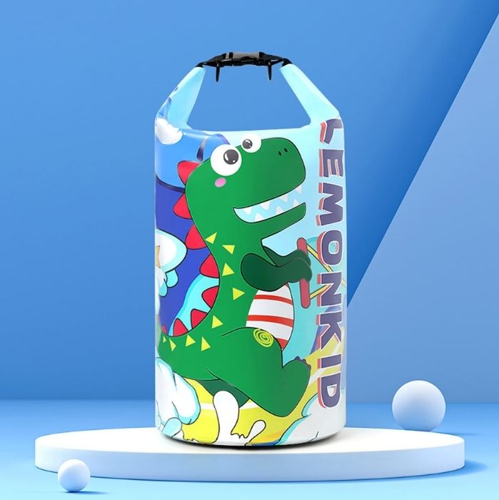 Blue Dino Big Size Clip on & Backpack style Waterproof Swimming Bag/ Beach Bag