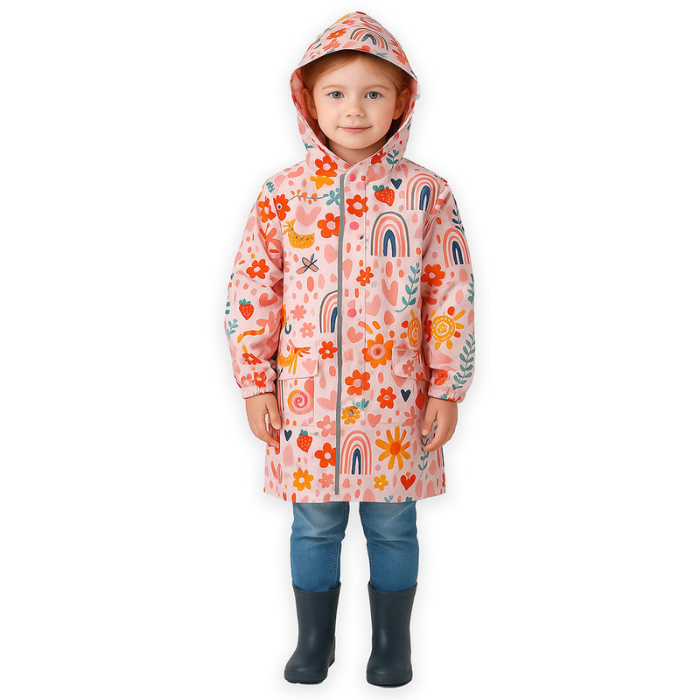 Rainy Garden Theme Knee length Raincoat for Kids