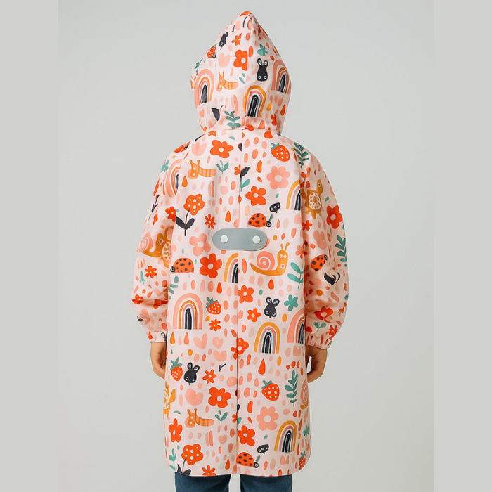 Rainy Garden Theme Knee length Raincoat for Kids