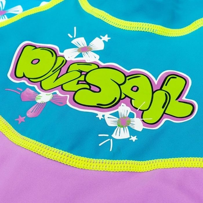 One piece FullLength Kids Swimwear Purple & Blue Floral Print, UPF 50+
