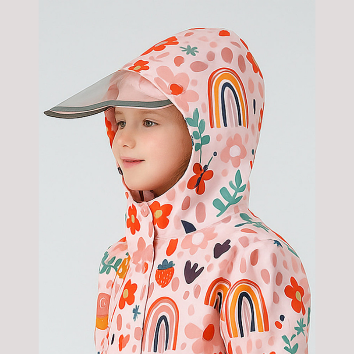 Rainy Garden Theme Knee length Raincoat for Kids